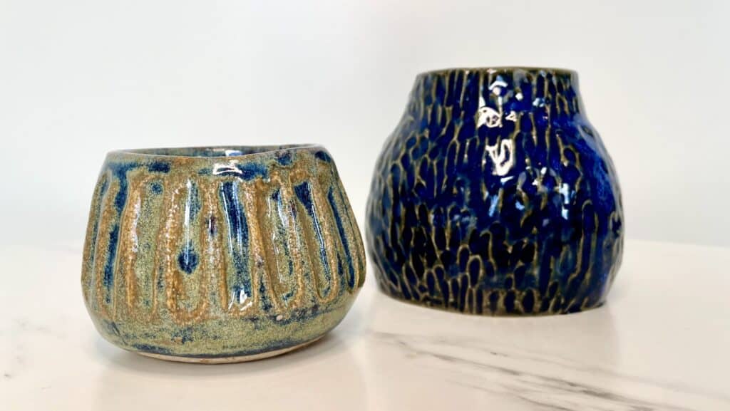 carved pottery pieces